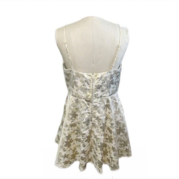 Trixxi Clothing Company Mini Dress Gold/Ivory Spaghetti Straps Prom Party Size L - Picture 5 of 7